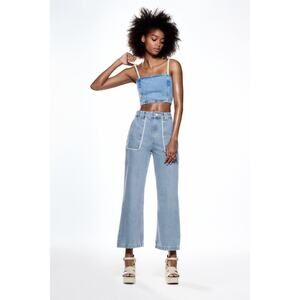 Zara Tweed Trim Crop Jeans